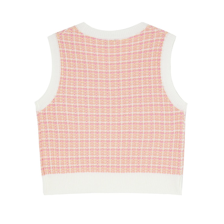 LAP 여성 체크 니트 베스트 - 핑크, M