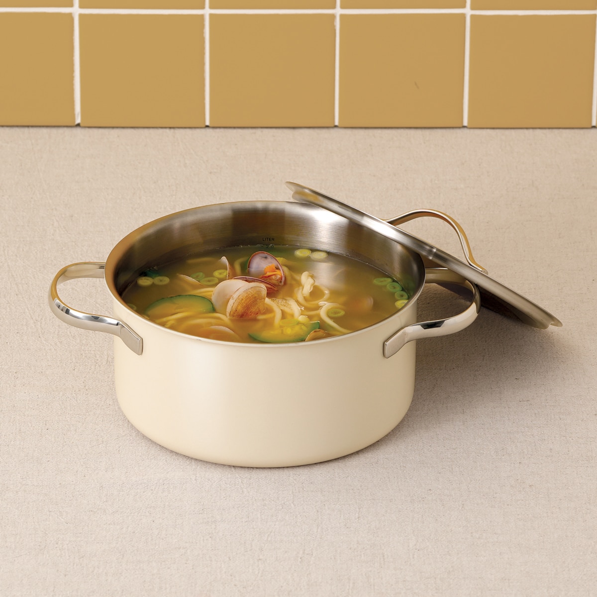 에델코첸 통 3중 냄비 20cm (찜기 포함) - 아이보리