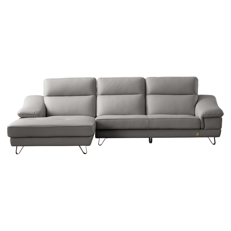 다우닝 레아 스테디 전체 천연가죽 4인 카우치 소파