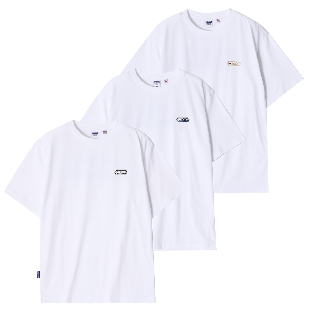 아웃도어프로덕트 베이직 크루넥 티셔츠 3매 - 화이트팩, S