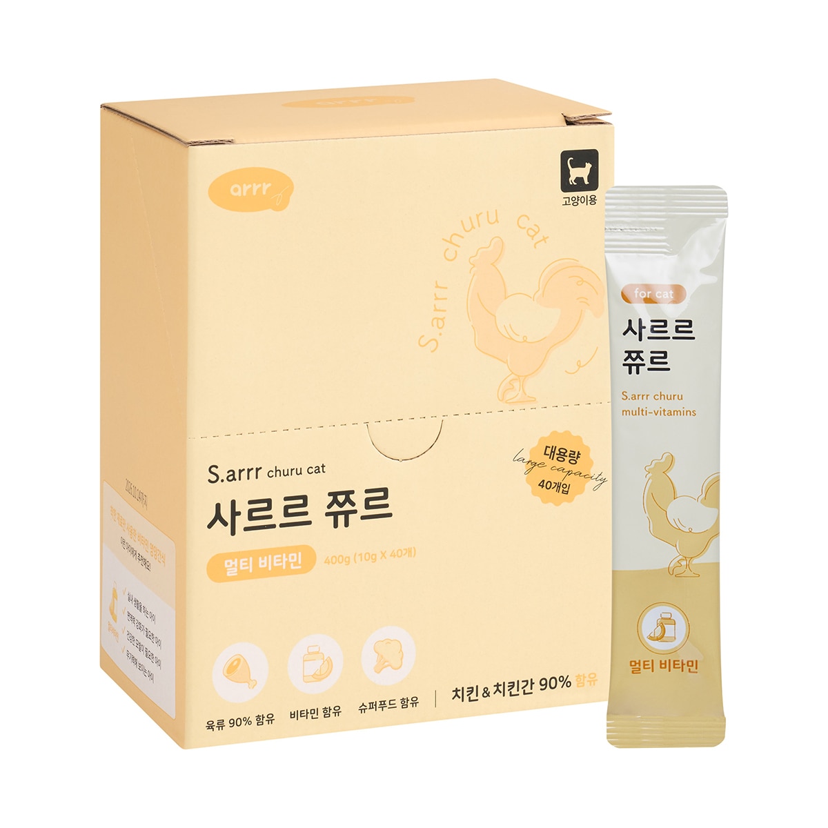 사르르 쮸르 캣 10g x 40 - 치킨 & 치킨간 사르르 쮸르 캣 10g x 40 - 치킨 & 치킨간