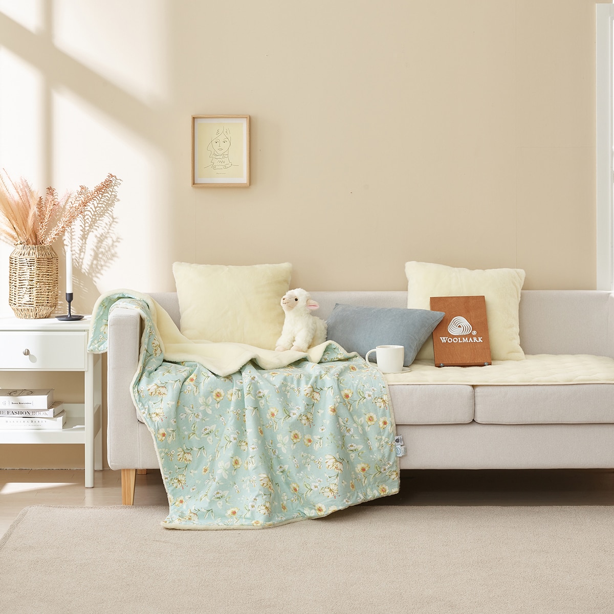 루마인 홈 파일 양모 담요 100 x 150cm - 그린 루마인 홈 파일 양모 담요 100 x 150cm - 그린