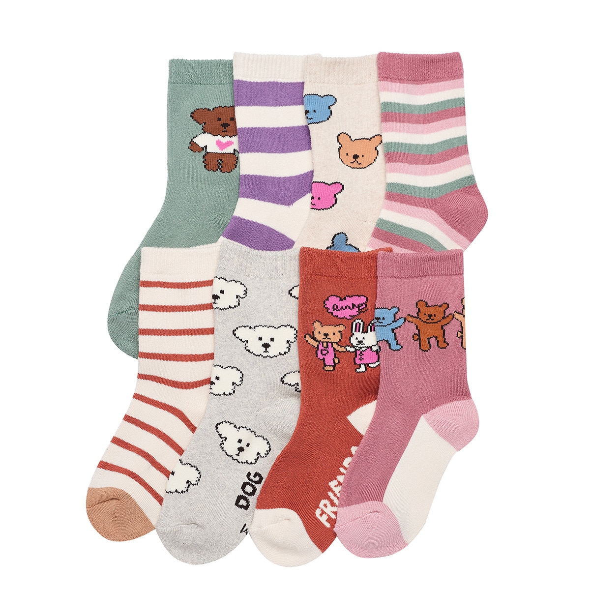 싹스탑 여아 모달 파일 양말 8족 - 통파일, S(160mm - 180mm)