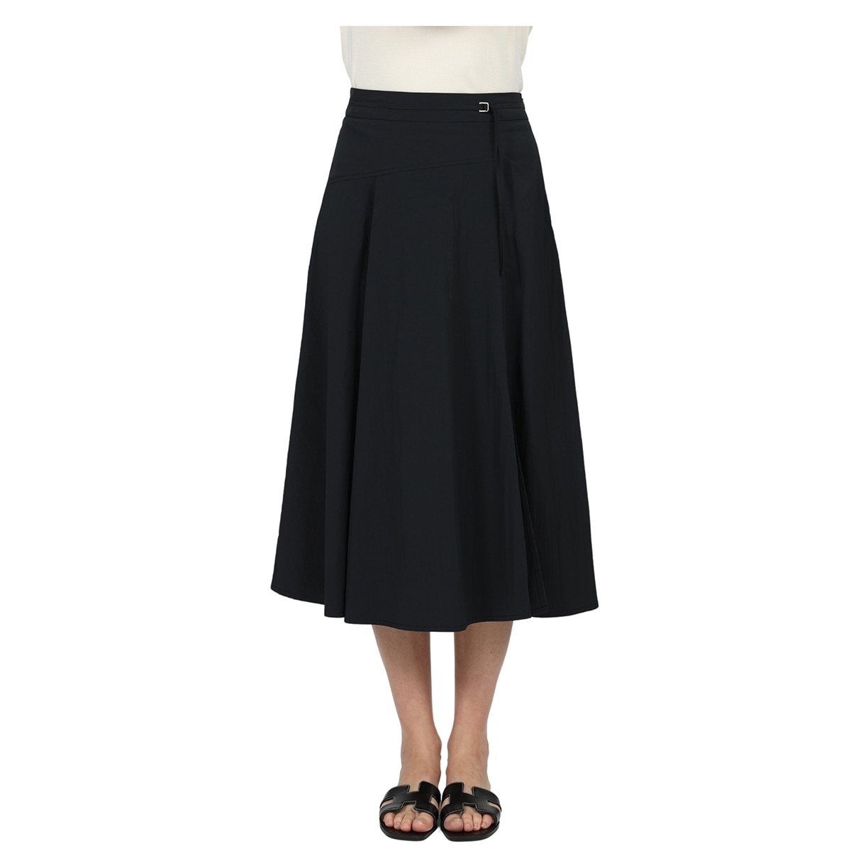 레니본 여성 플레어 스커트 - 블랙