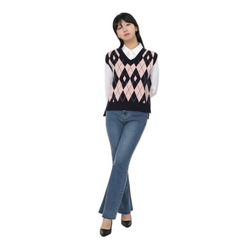 SOUP 여성 아가일 니트 베스트