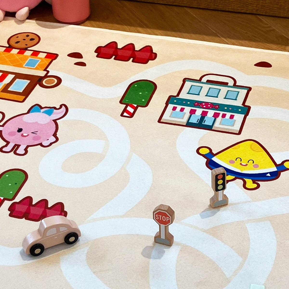 한일카페트x브레드이발소 키즈 러그 100x150cm - 도로놀이 빌리지