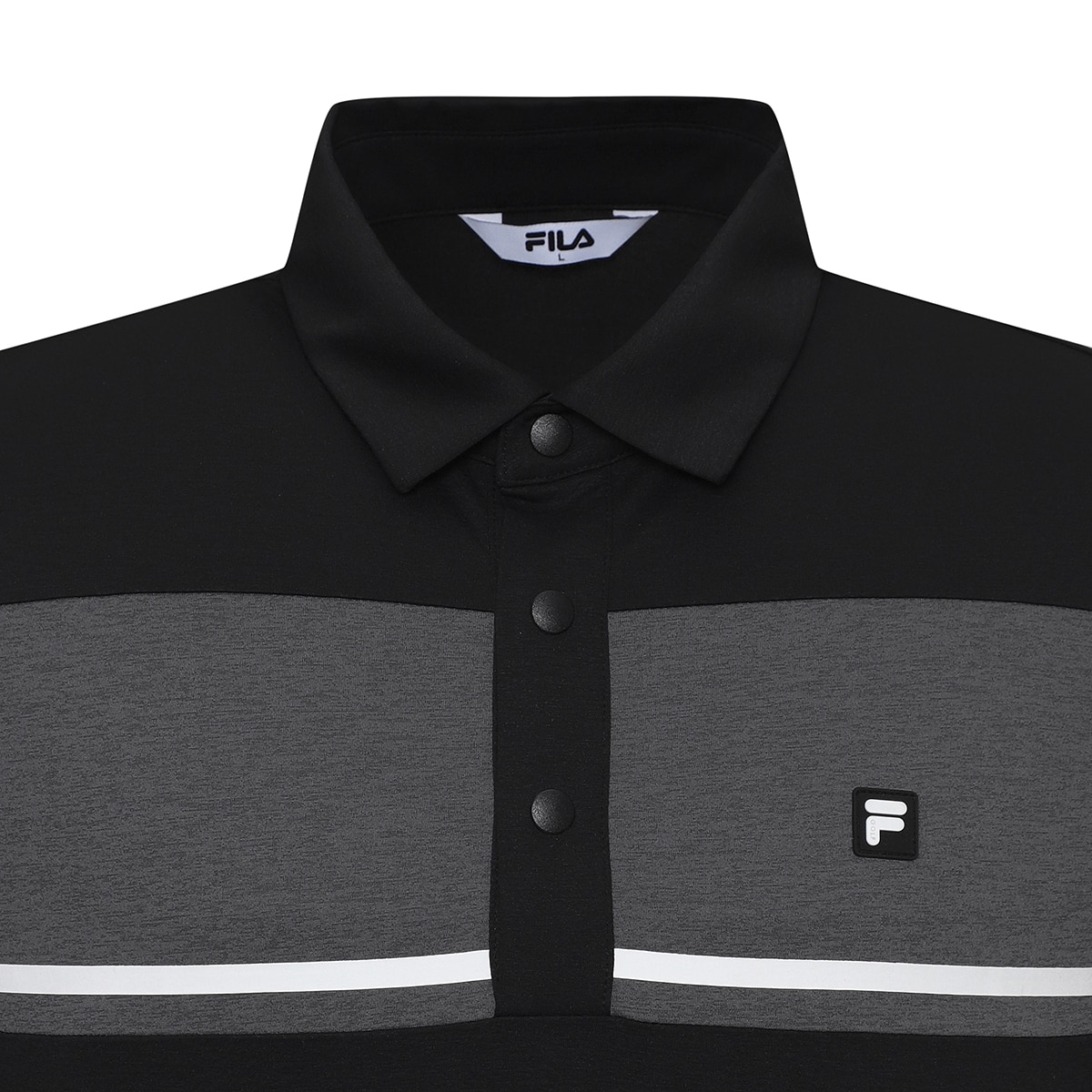 휠라 골프 남성 긴팔 폴로티 - 블랙