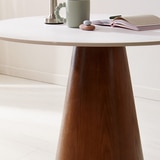 코아 원형 세라믹 식탁 세트 - 월넛