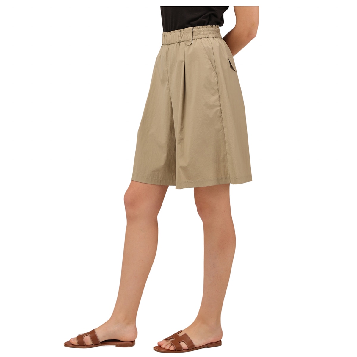 레니본 여성 플레어 반바지 - 카키, M