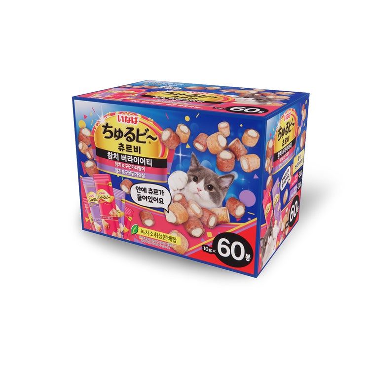 이나바 츄르비 버라이어티 고양이 간식 10g x 60봉 이나바 츄르비 버라이어티 고양이 간식 10g x 60봉