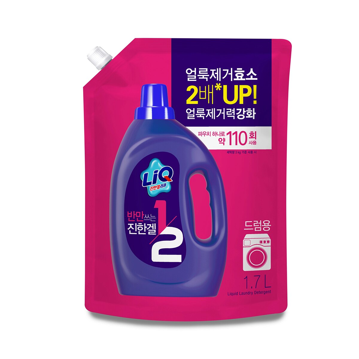 리큐 반만쓰는 진한겔 드럼세탁기용 2.7L & 리필 1.7L x 3 팩