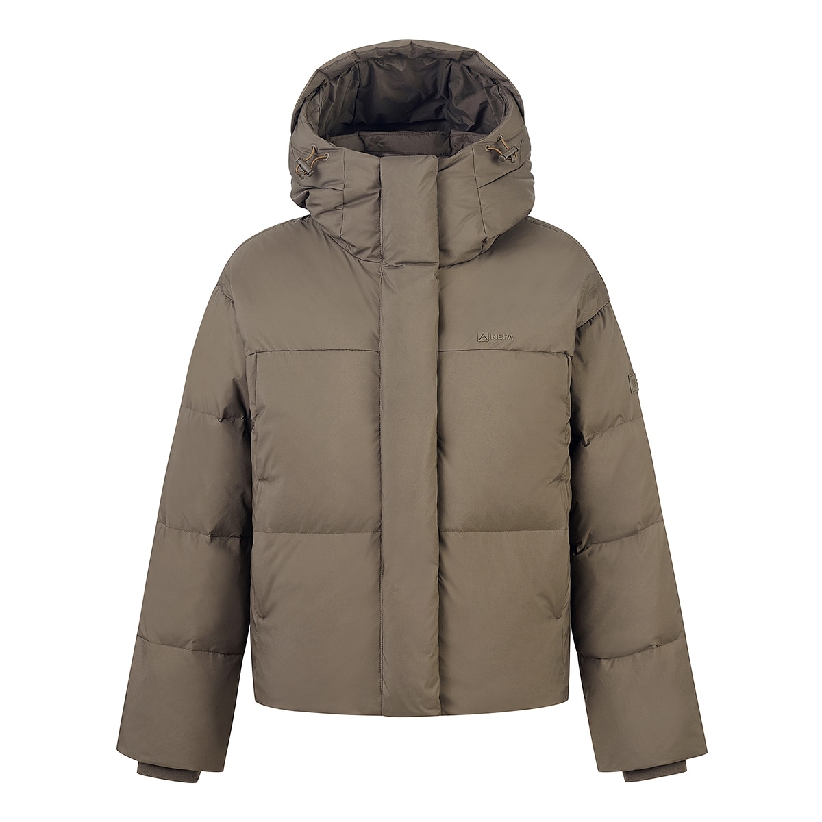 네파 여성 후드 숏 구스다운 재킷 - 브라운, M