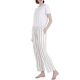 비비안 여성 스판 라운지 바지 2PK - 차콜/베이지