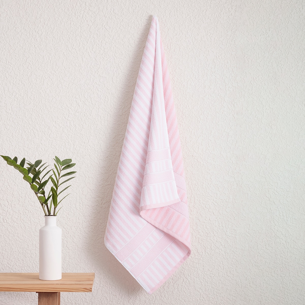 Welspun Living Harper Stripe 순면 바스타월 76x147cm - 핑크