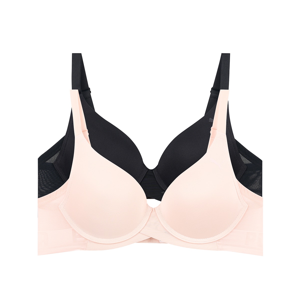 푸마 여성 로고 헴 브라 2매 - 라이트핑크/블랙, 75A
