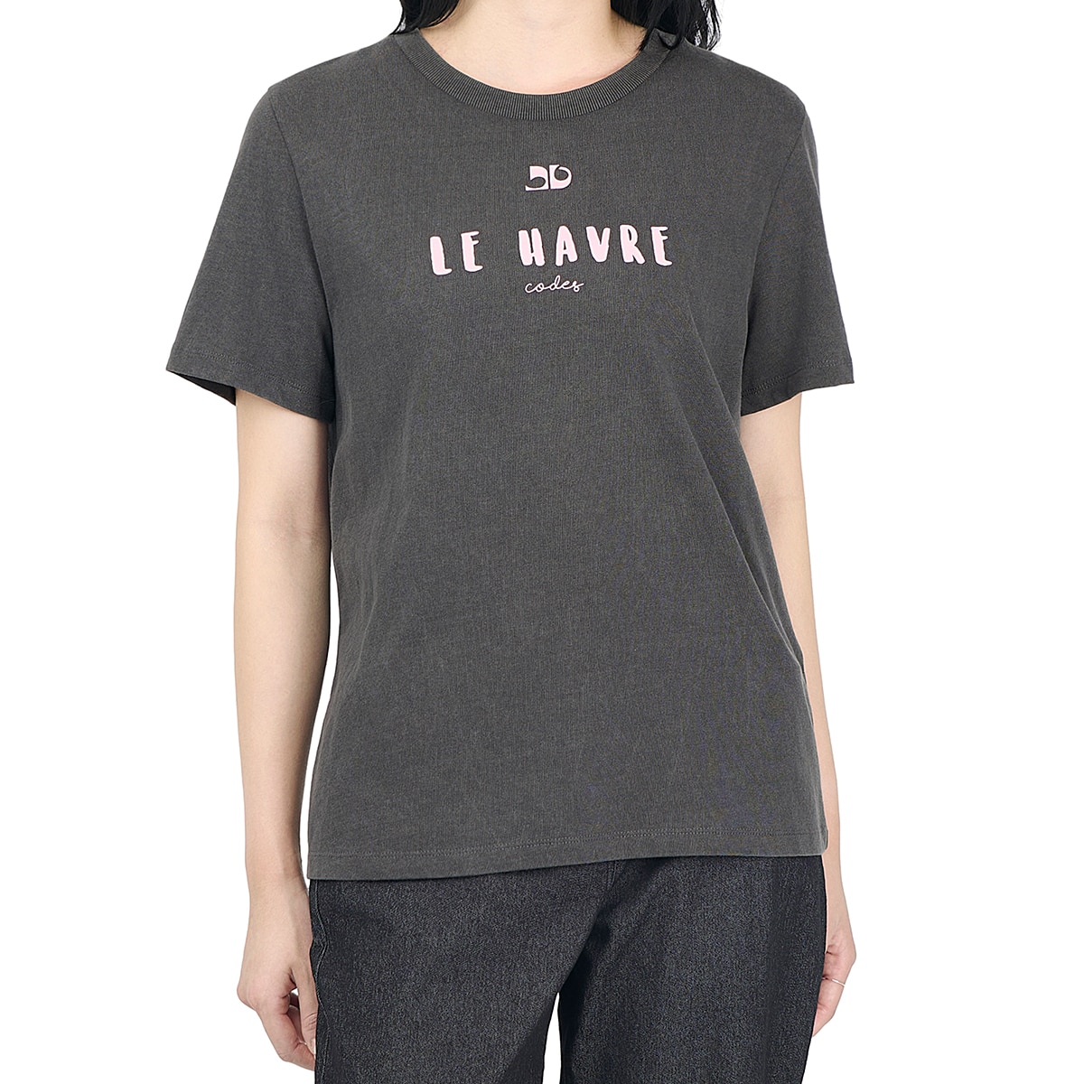 코데즈컴바인 여성 반소매 티셔츠 - 다크 그레이, S