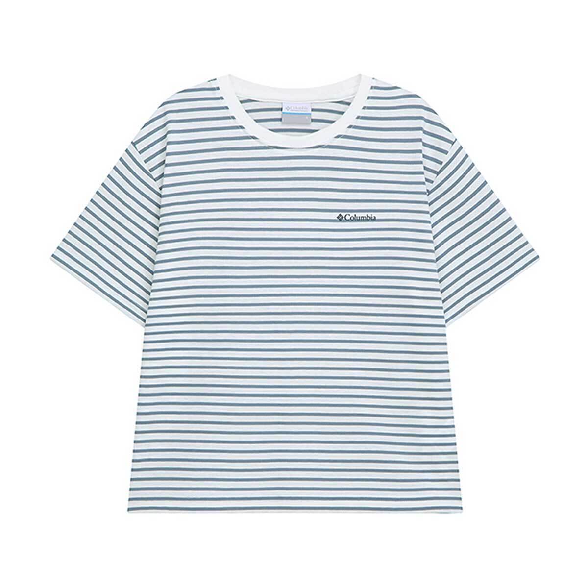 컬럼비아 여성 스트라이프 티셔츠 - 블루, S