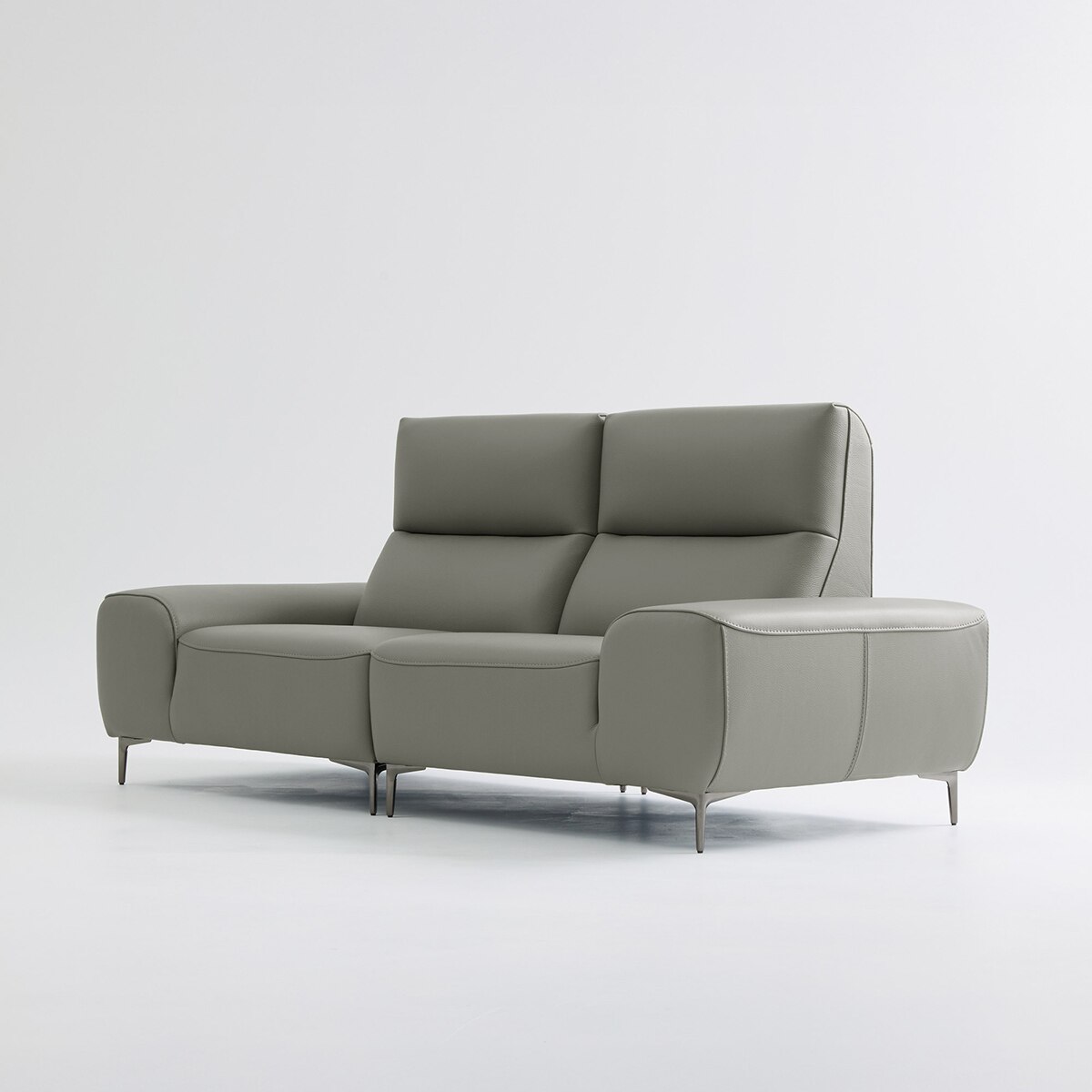 UND NA17 전체 천연 이태리 슈렁큰통가죽 3인 소파 - 미스티그레이