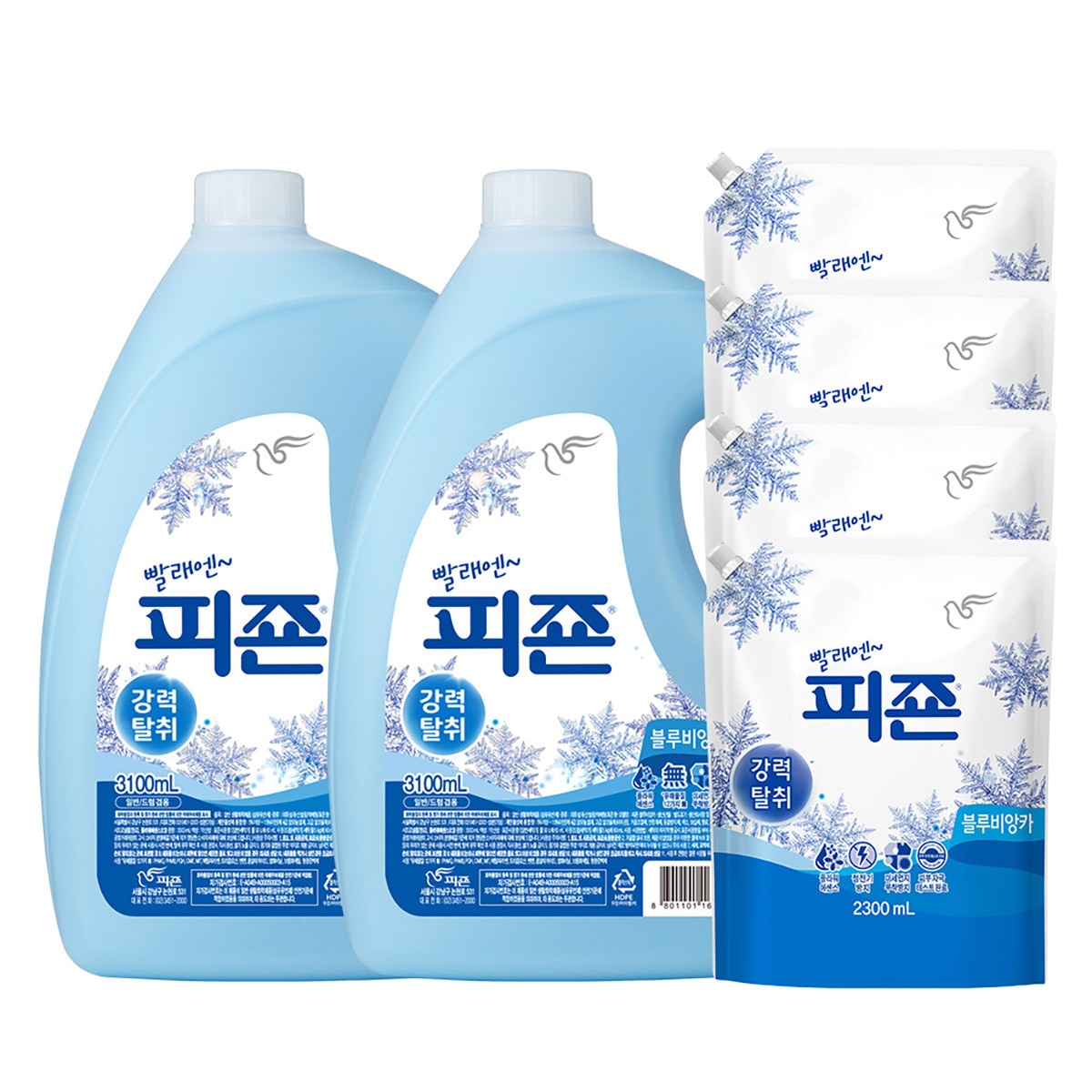 피죤 레귤러 섬유유연제 3.1L x 2 + 2.3L x 4 - 블루비앙카