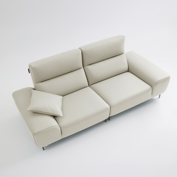 UND NA17 전체 천연 이태리 슈렁큰통가죽 3.5인 소파 - 크림