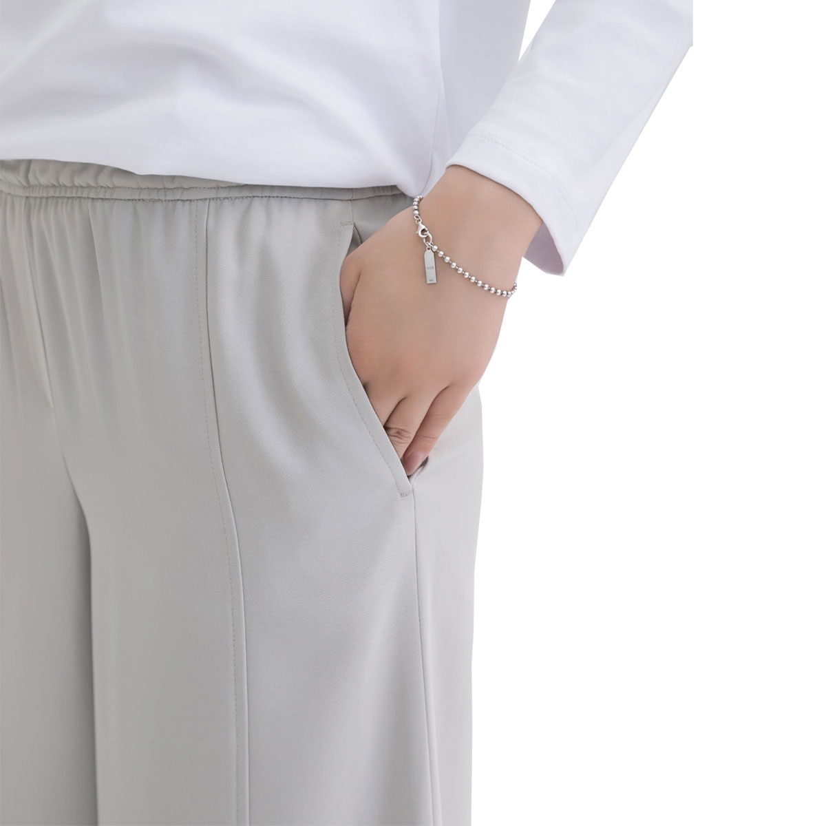 보니스팍스 여성 소프트 밴딩 팬츠 - 라이트 베이지, S