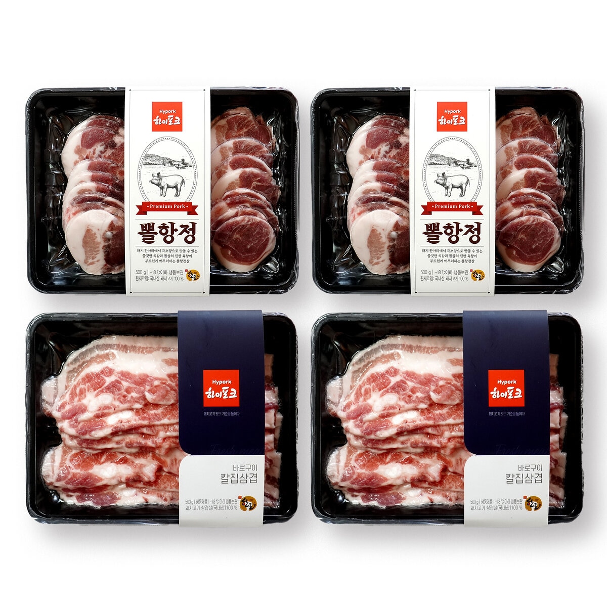 국내산 냉동 돈육 칼집삼겹살+뽈항정 (500g x 4)