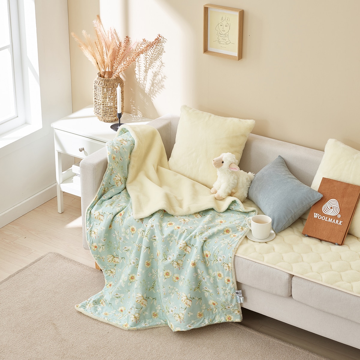 루마인 홈 파일 양모 담요 100 x 150cm - 그린 루마인 홈 파일 양모 담요 100 x 150cm - 그린