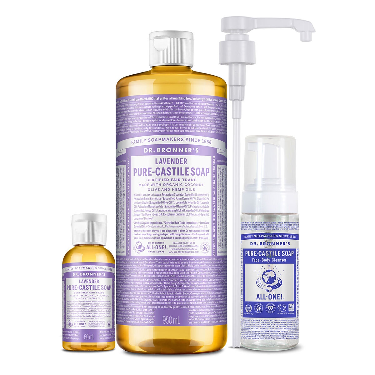 닥터브로너스 캐스틸 솝 클렌저 950ml + 60ml - 라벤더