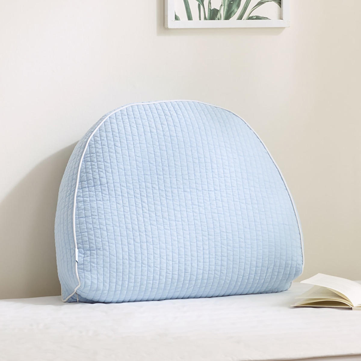 루마인 홈 피그먼트 순면 반달 쿠션 - 블루
