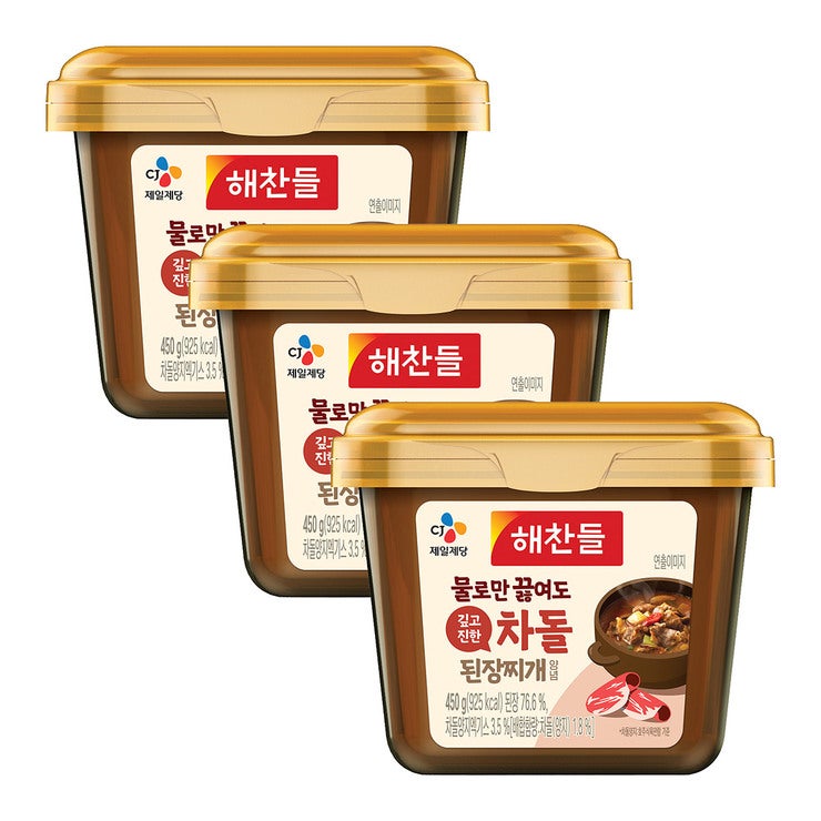 해찬들 그대로 된장찌개양념 450g x 3 - 차돌 해찬들 그대로 된장찌개양념 450g x 3 - 차돌