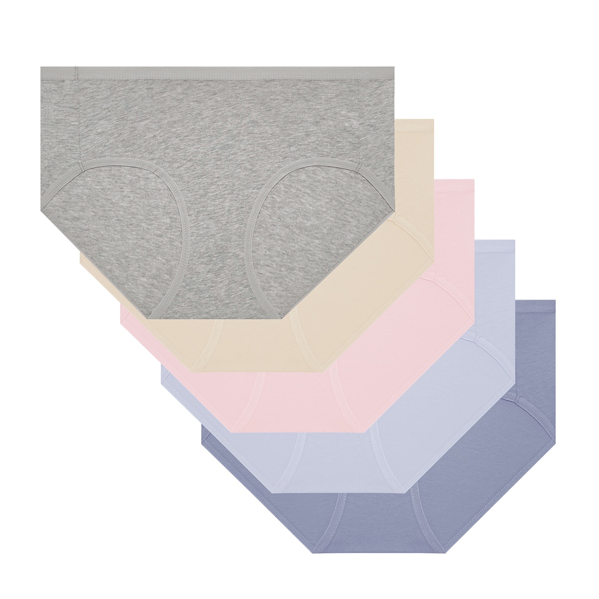 코튼클럽 여성 오가닉 면 팬티 5 매 - 멜란지그레이/베이지/핑크/블루/블루그레이, 90