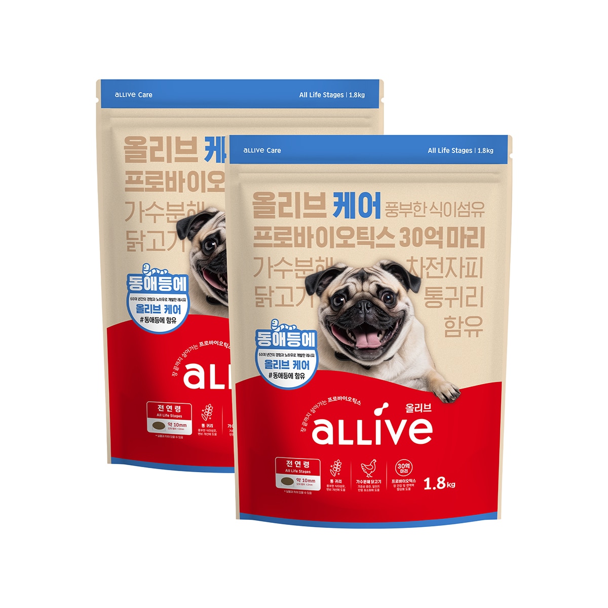 올리브 애견사료 1.8kg x 2 - 케어
