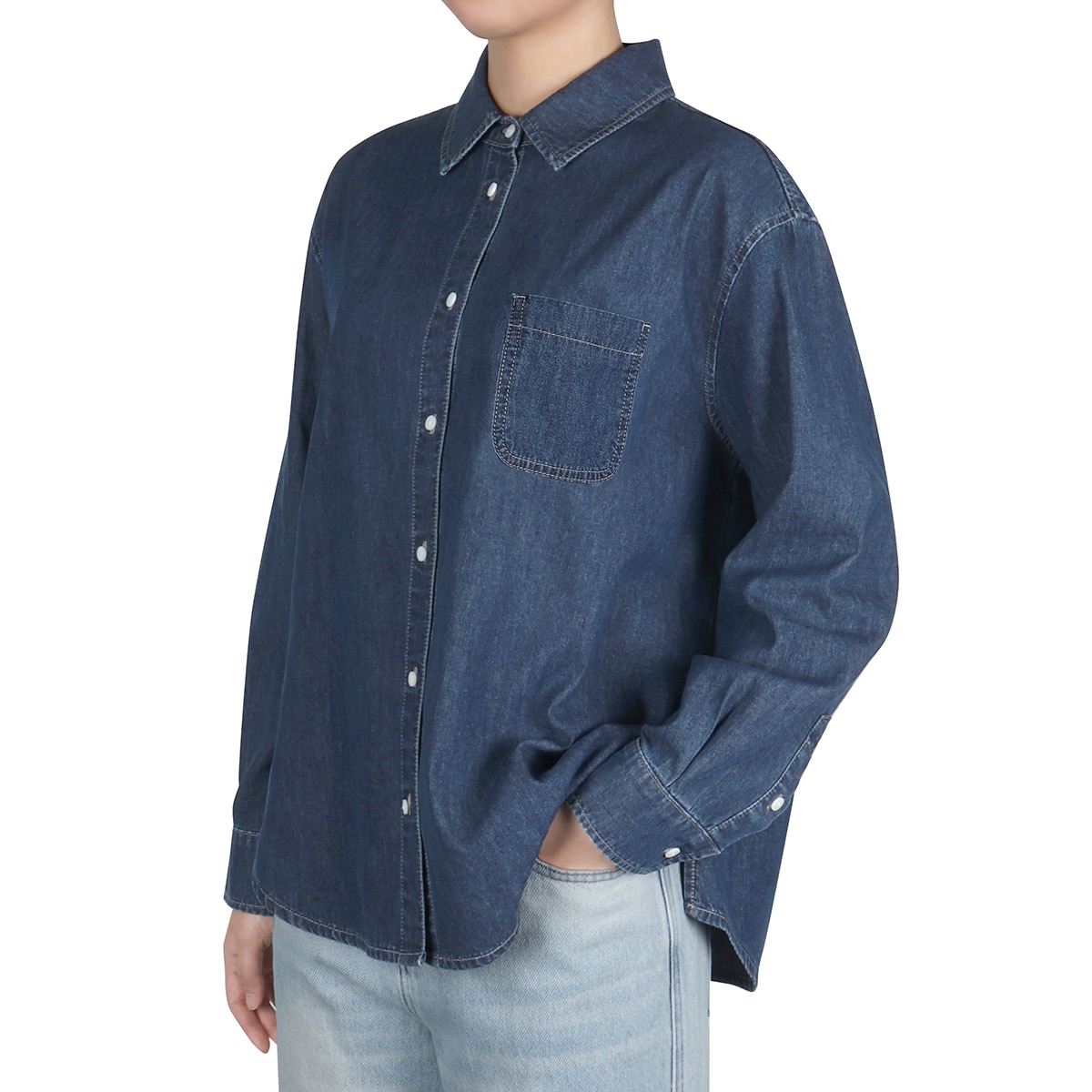 케네스콜 여성 데님 셔츠 - 다크 인디고, S 케네스콜 여성 데님 셔츠 - 다크 인디고, S