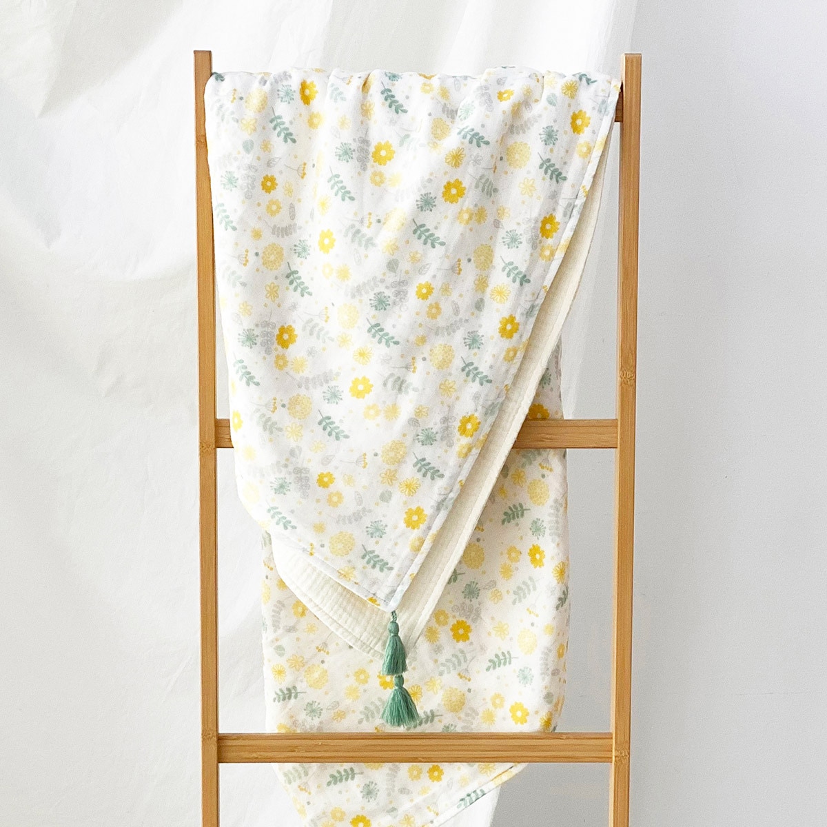 6겹 거즈 테슬 담요 100x140cm - 플라워