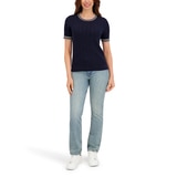 할스톤 여성 케이블 반소매 니트 - 네이비, M