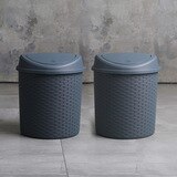 바스클립 라탄 플립형 키친 쓰레기통 21L 2개 - 그레이