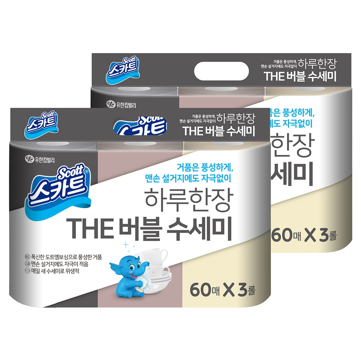 스카트 하루한장 THE 버블수세미 60매 x 3롤 x 2