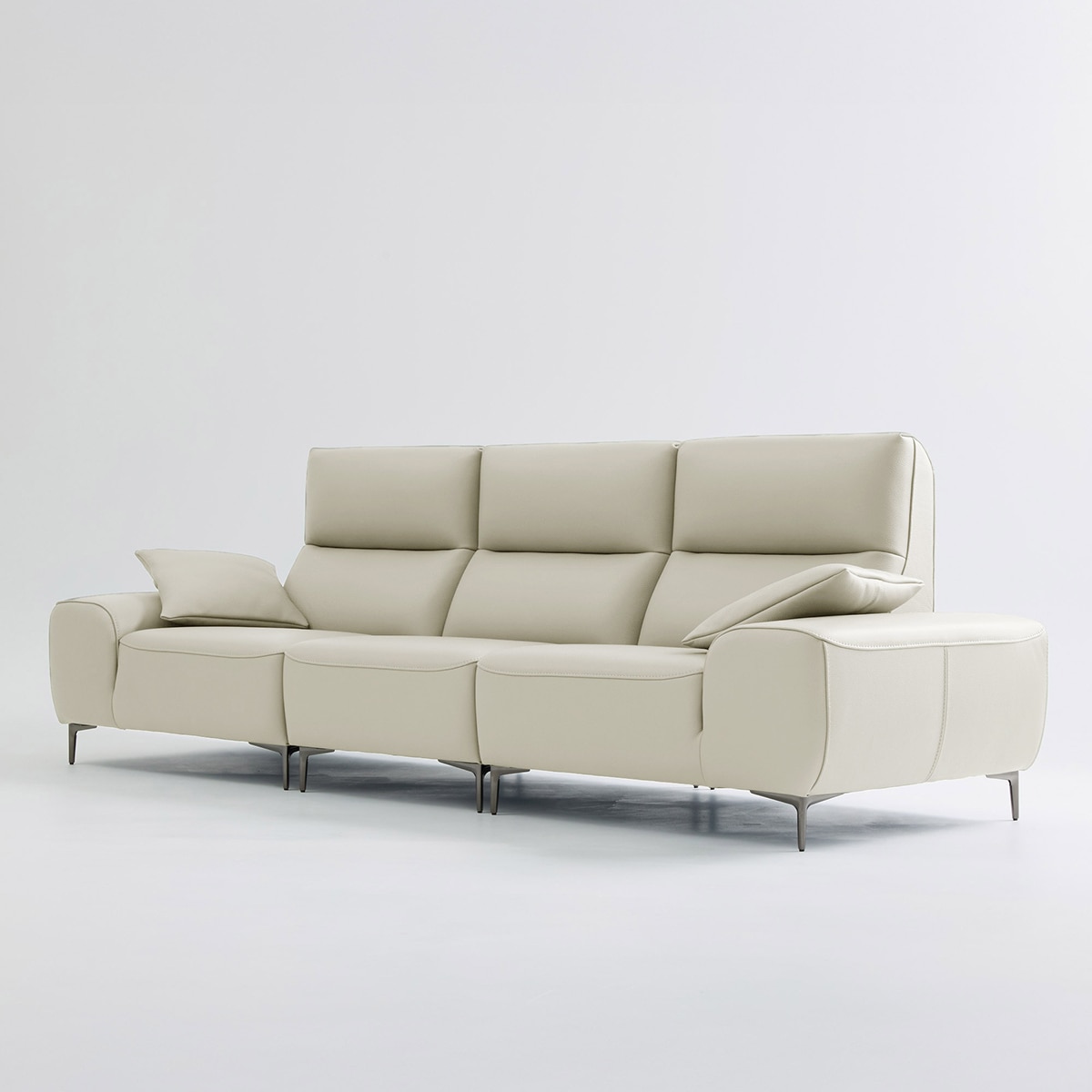 UND NA17 전체 천연 이태리 슈렁큰통가죽 4 인 소파 - 크림