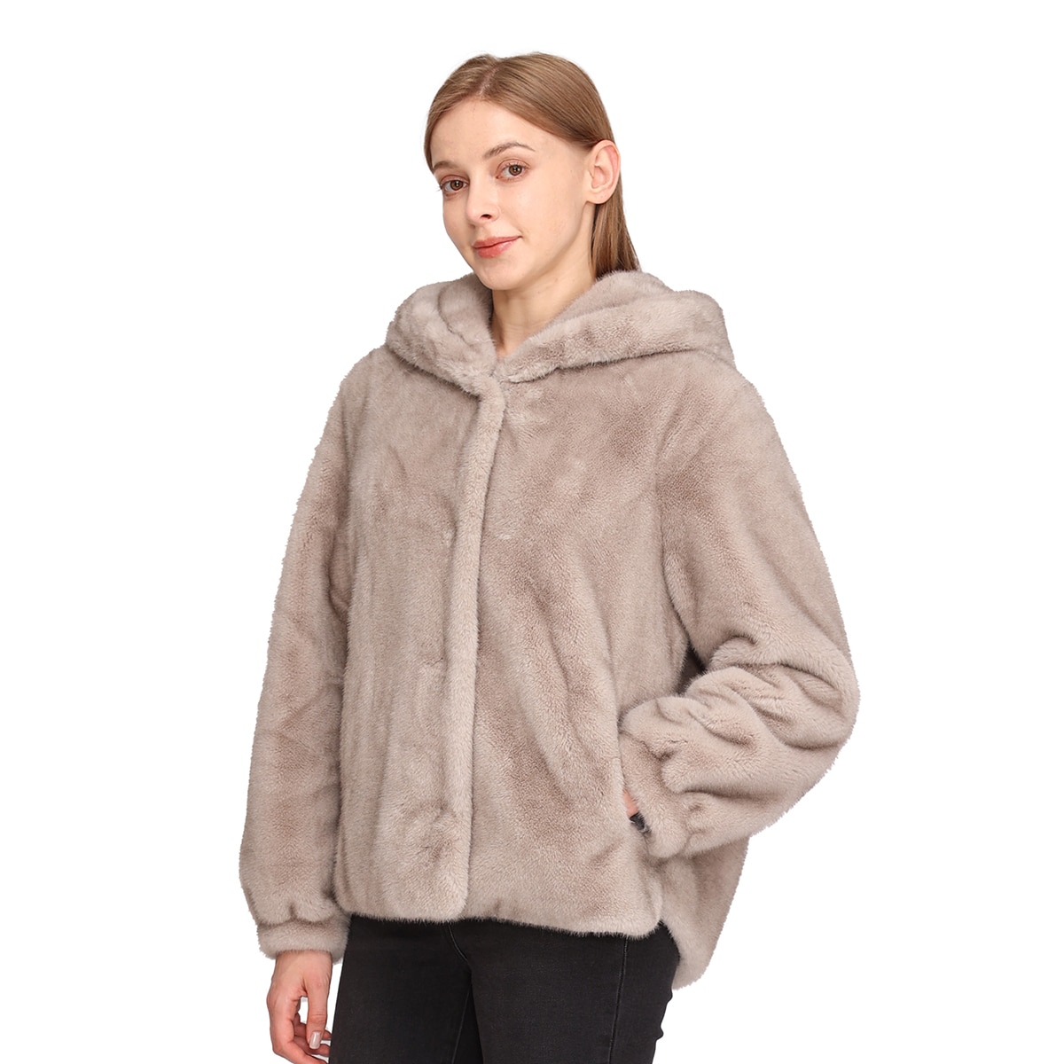 레니본 여성 인조퍼 재킷 - 그레이 레니본 여성 인조퍼 재킷 - 그레이