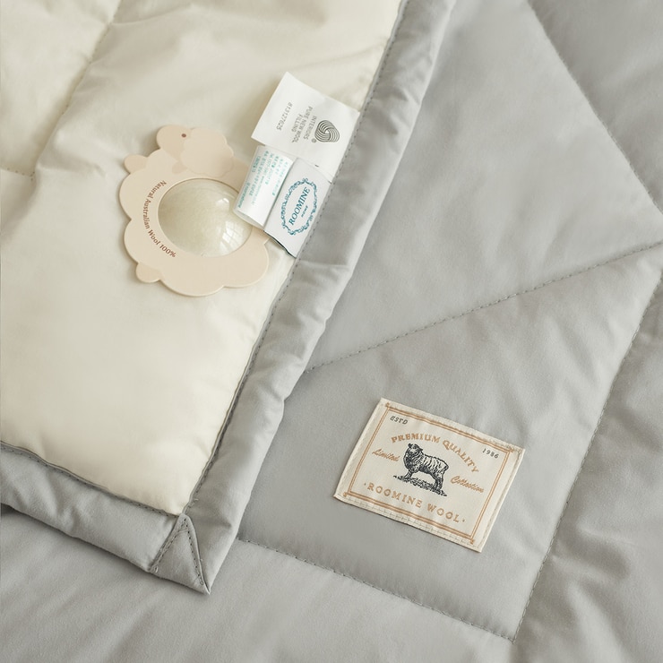 루마인 홈 사계절 솔리드 양모 이불 - 퀸, 그레이/아이보리