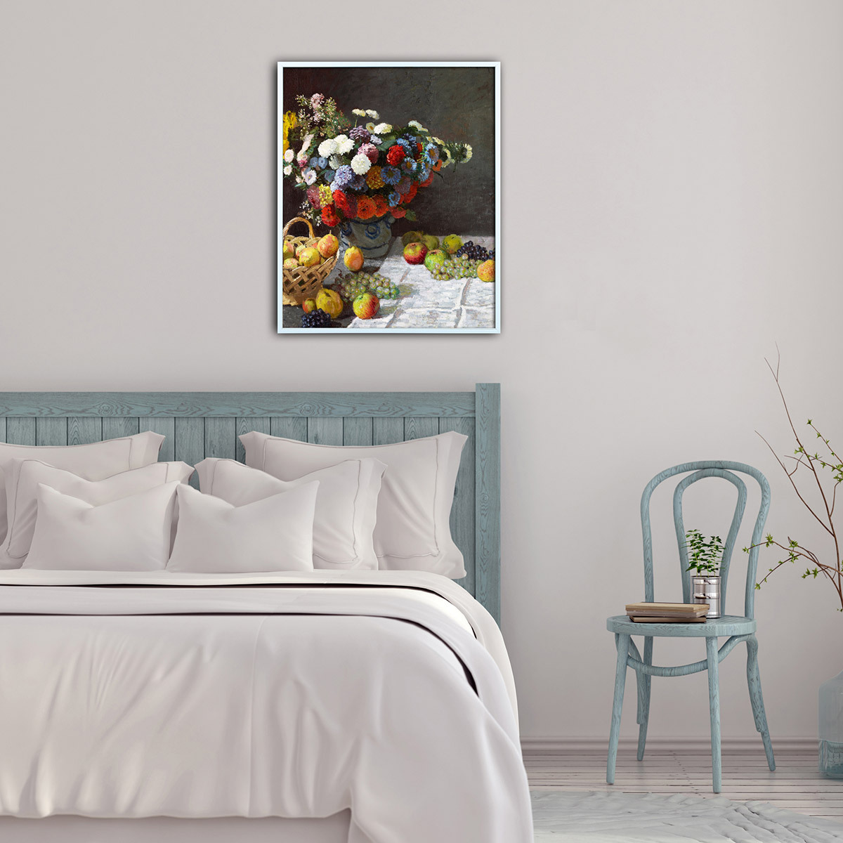 지클레 그림 액자 60x50cm - 모네 꽃과 과일이 있는 정물