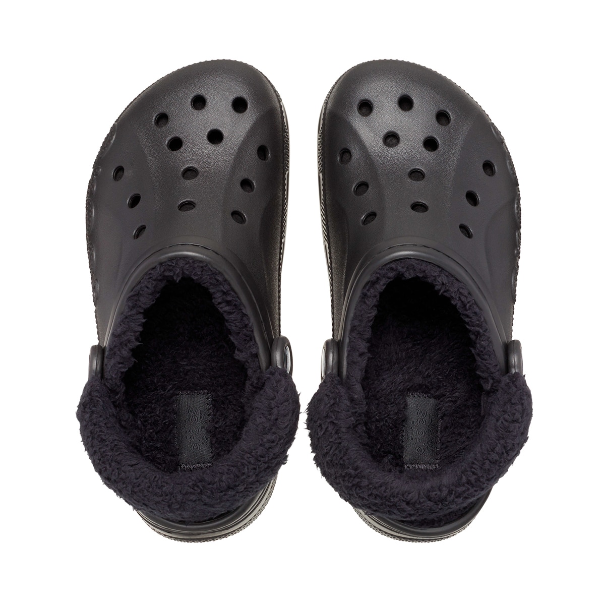 크록스 성인 바야 라인드 퍼즈 스트랩 클로그 - 블랙/블랙