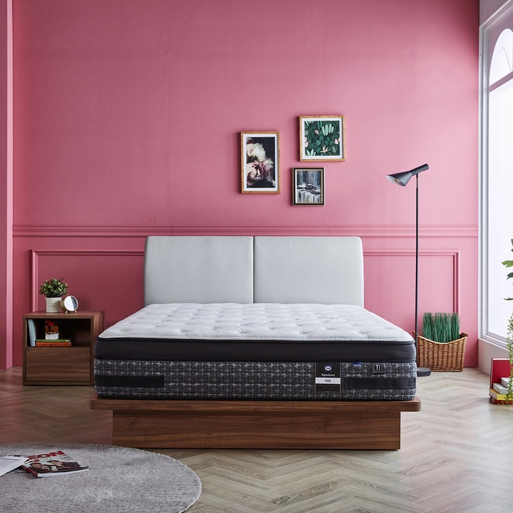 씰리 평상형 베드 프레임 - 칼킹, 실버화이트