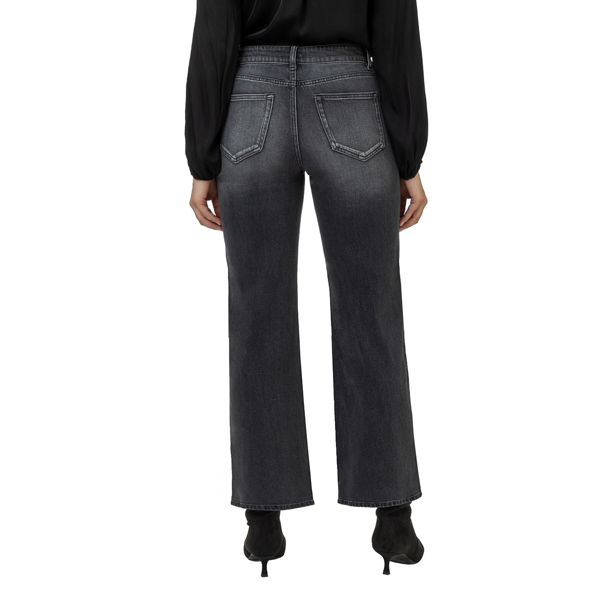 웰원 여성 스트레이트 앵클 데님 - 그레이