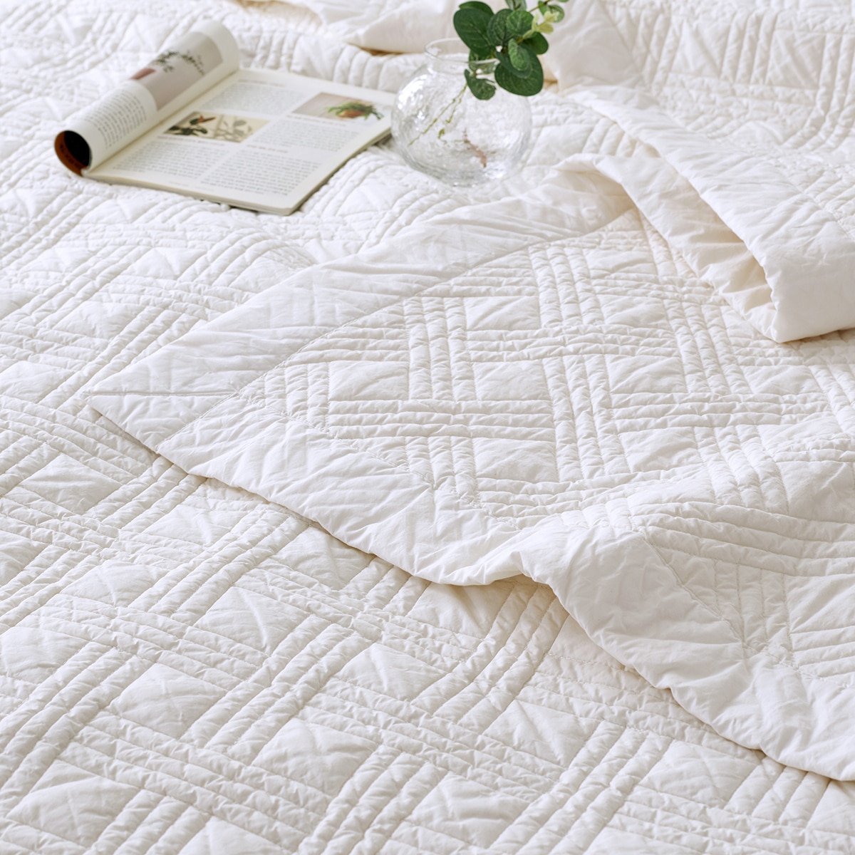 박홍근홈패션 워싱면 양모 스프레드 - 퀸, 화이트