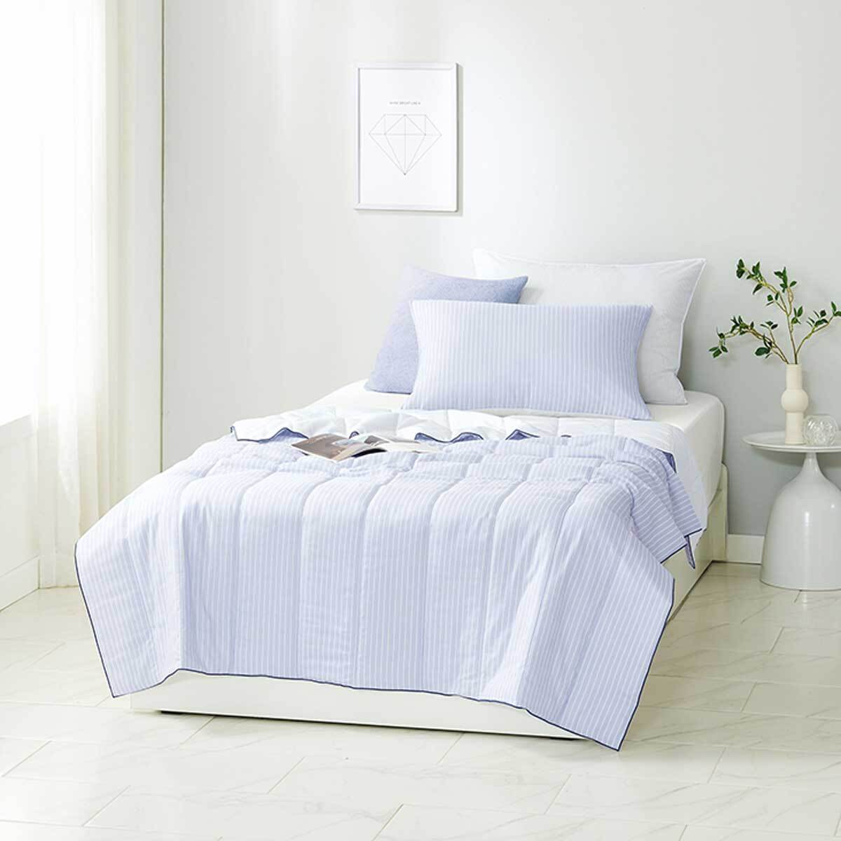 썸니아 모달 냉감 차렵 이불 - 싱글, 블루 스트라이프