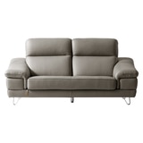 다우닝 레아 스테디 전체 천연가죽 3인 소파 - 엘뉴그레이