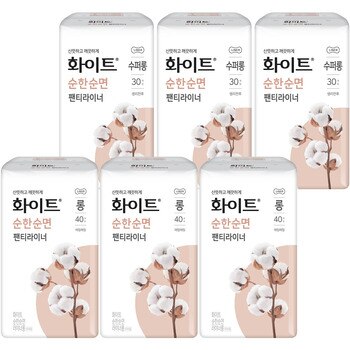화이트 순한순면 라이너 롱  40개 x 3팩 + 수퍼롱 30개 x 3팩