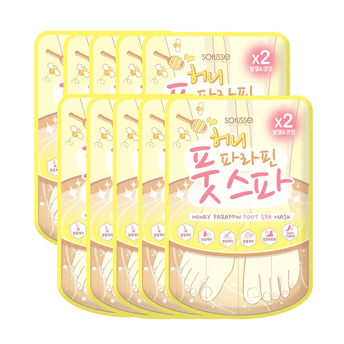 소프리스 허니 파라핀 풋 스파 마스크 10매
