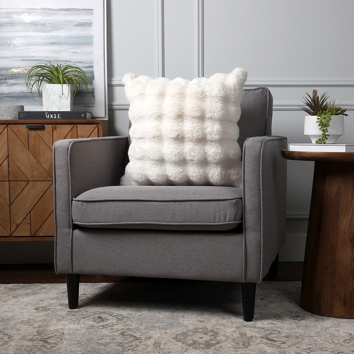 House & Home 인조 퍼 데코 쿠션 50x50cm - 크림 House & Home 인조 퍼 데코 쿠션 50x50cm - 크림